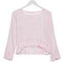 Stylish Scoop Collar Flare Sleeve Solid Color Flounced Women's Blouse