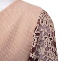 Stylish Round Collar Long Sleeve Lace Spliced Slimming Women's Dress