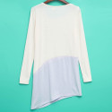 Fashionable Scoop Collar Long Sleeve Color Block Asymmtrical Ladies Dress