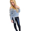 Chic Scoop Collar Long Sleeve Multi-Way Solid Clor Lace Up T-Shirt for Women
