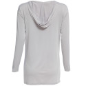 Sexy Hooded Long Sleeve Criss-Cross Hollow Out Pure Color Asymmetrical Blouse for Ladies