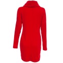 Stylish Pile Collar Package Hip Solid Color Dress for Women