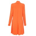 Casual Stand Collar Solid Color Long Sleeve Pleated Women Dress