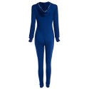 Active Hooded Long Sleeve Zippered Jumpsuit for Women