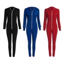 Active Hooded Long Sleeve Zippered Jumpsuit for Women