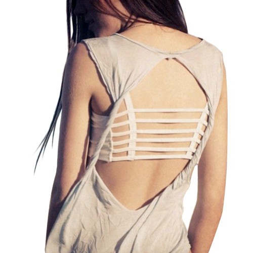 Active Spaghetti Strap Hollow Out Solid Color Tube Top for Women