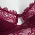 Sexy Widen Flank Ultra-thin Push UP Bra + Low Briefs Patchwork Lace Design Twinset for Women