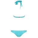 Sexy Halter Push Up Pure Color Bra + Low Waist Briefs Two Piece Bikini Set for Women