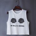 Brief Round Collar Sleeveless Print Patchwork Design T-shirt for Women