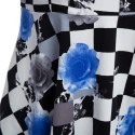 Vintage Round Collar Allover Print Sash Waist A-Line Ball Gown Dress for Women