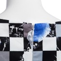 Vintage Round Collar Allover Print Sash Waist A-Line Ball Gown Dress for Women