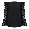 Sexy Off The Shoulder Lace Spliced Chiffon Blouse for Women