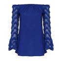 Sexy Off The Shoulder Lace Spliced Chiffon Blouse for Women