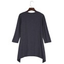 Simple Style V-Neck Solid Color Asymmetrical T-Shirt for Women
