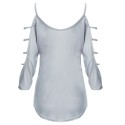 Stylish Spaghetti Strap Batwing Sleeve Bandage Design Pure Color Blouse for Ladies