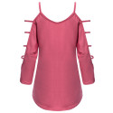 Stylish Spaghetti Strap Batwing Sleeve Bandage Design Pure Color Blouse for Ladies