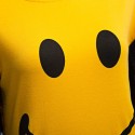Cute Round Collar Emoji Print Loose Color Block Sweatshirt for Women
