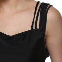 Sexy Square Neck Solid Color Cut Out Tank Top for Women