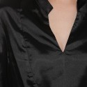 Simple Style V-Neck Long Sleeve Black Blouse for Women