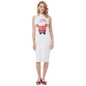 Sweet Print Sleeveless Ladies Stand Collar Knitted Dress