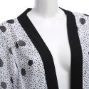 Fashionable Three Quarter Sleeve Collarless Dot Print Chiffon Women Cardigan