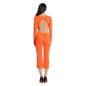 Fashion Solid Suits Backless Short Tops Cropped Trousers Loose Pants Sets