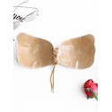 Lace-Up Backless Scalloped Disposable Adhesive Bra