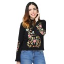 Stylish Stand Collar Long Sleeve Embroidery Women Sweater