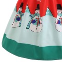 Snowflake Snowman Print Christmas Midi Dress