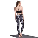 Trendy Mid Waist Floral Print Spliced Skinny Women Yoga Pants