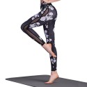 Trendy Mid Waist Floral Print Spliced Skinny Women Yoga Pants