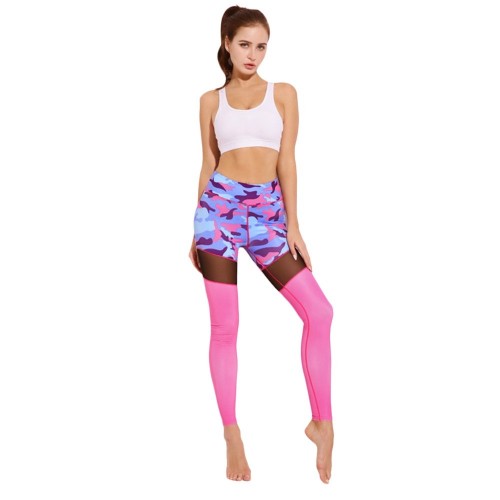 Trendy Camouflage Mesh Spliced Skinny Women Yoga Pants