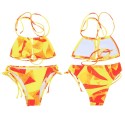 Halter Neck Backless Print Low Waist Women Bikini Set