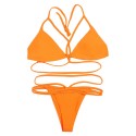 Halter Neck Backless Woven Strap Low Waist Women Bikini Set