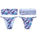 Strapless Backless Padded Print Low Waist Women Bikini Set