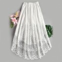 Lace See-through Hollow Out High-low Women Long Skirt