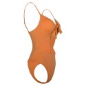 Spaghetti Strap Backless Padded Cut Out Tied Women Swimsuit