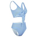 Plunge Neck Padded Stripe High Waist Women Bikini Set