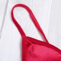 Spaghetti Strap Padded Backless Low Waist Velour Women Bikini Set