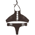 Halter Neck Backless Cut Out Tied Strap Low Waist Women Bikini Set