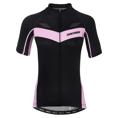 XINTOWN1 Short Sleeve Quick-dry Zipper Color Printed Cycling Jersey for Women