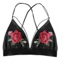 Spaghetti Strap Backless Floral Embroidery Women Bra Top