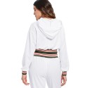 Hooded Long Sleeve Color Blocking Stripe Crop Top Women Hoodie