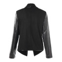 Open Front PU Leather Panel Jacket