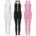 Halter Neck Backless Strappy Hollow Out Solid Color Women Yoga Jumpsuit