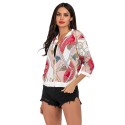 Printed Jacket Coat with Zipper for Women