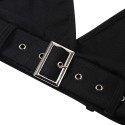 Halter Mini Vest Deep V Neck Solid Color Comfortable Fabric with Belt