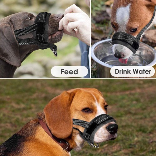 Adjustable Breathable Anti Bark Nylon Dog Mouth Cover for Outdoor Use black_L36-60cm