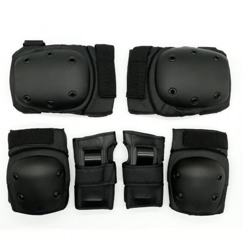 6Pcs/Set Sports Protector Set Hand Guard Knee Pad Elbow Pad for Roller Skating Sports black_S