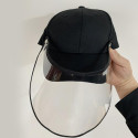 Sunhat Baseball Cap with Removable Clear PVC Mask Anti-spitting Suncreen Protctive Hat Black_Adjustable